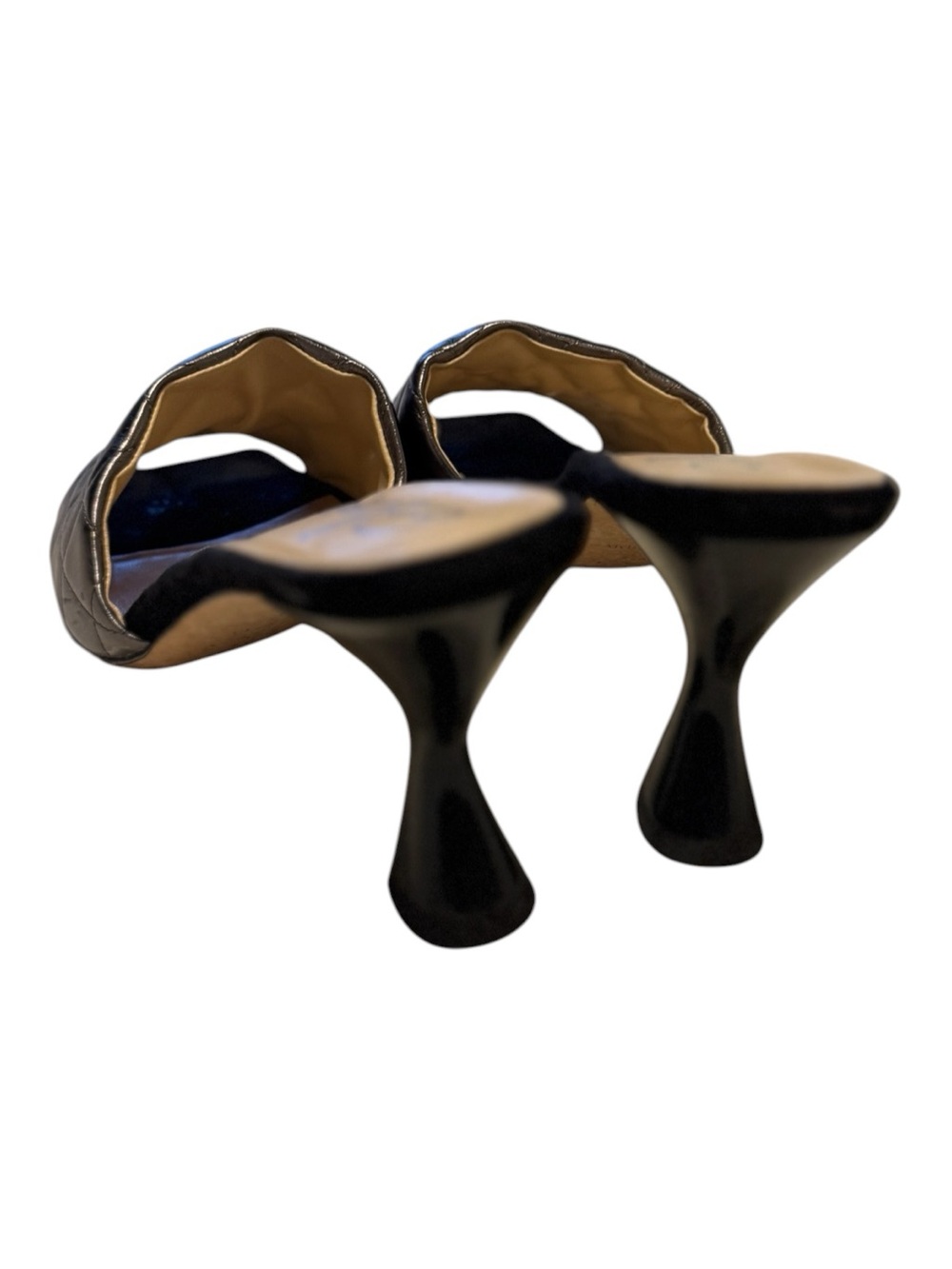 Black Sculptural Heel Mules